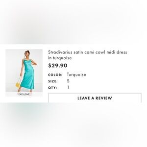 Stradivarius Turquoise Satin Midi Dress